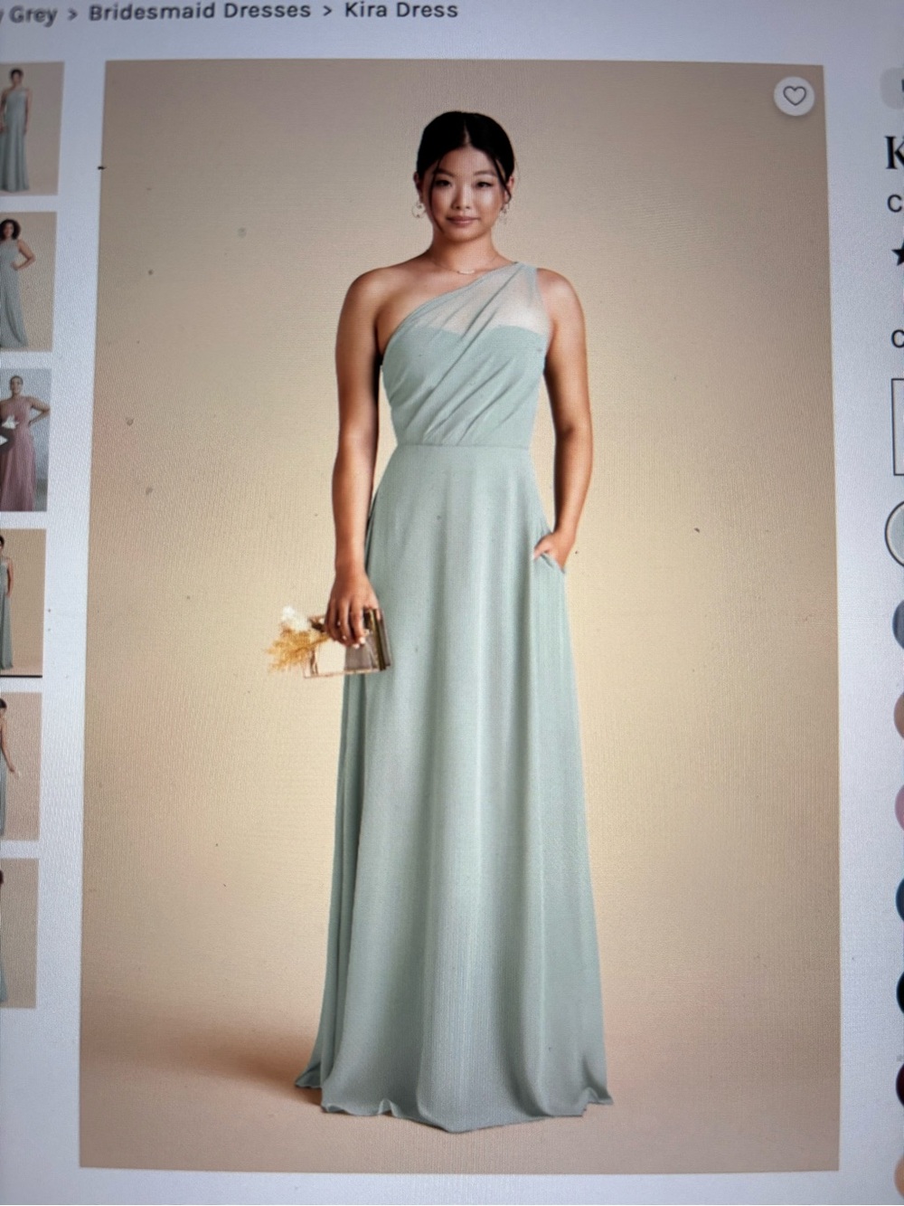Birdy Grey One-Shoulder Sage Green Bridesmaid Gown